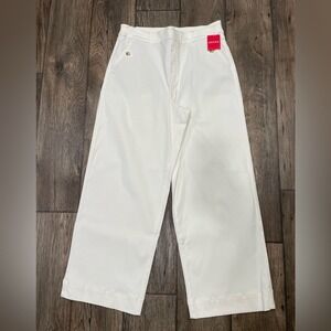 SPANX 20312R Stretch Twill Cropped Wide Leg White Khaki pull on Pants Sz XL NWT